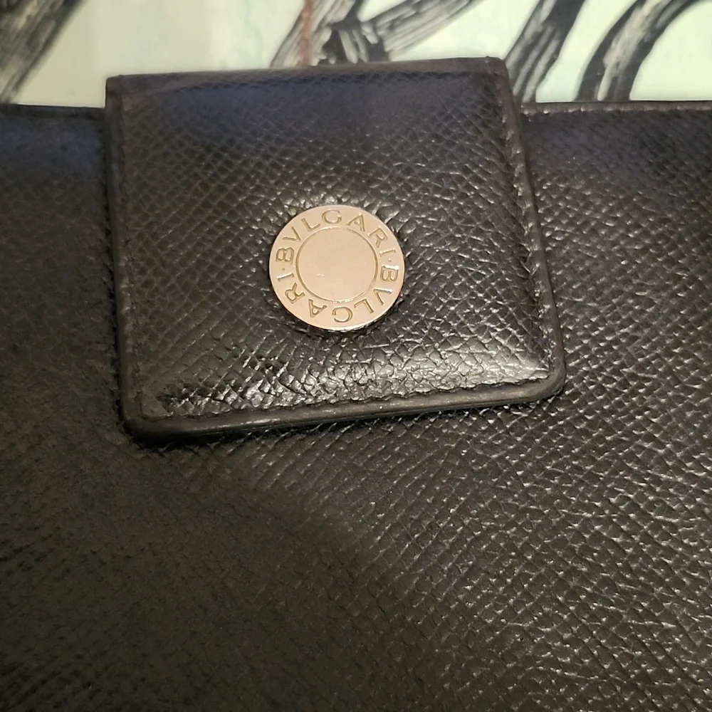 Black Leather Snap Wallet - Classic Women's Accessory